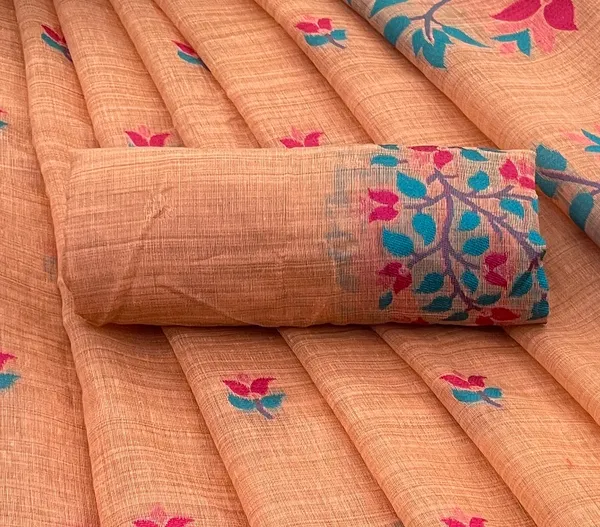 Cotton_Silk_Linen_Saree_beautifully_cotton_saree_featuring_delicate_floral_prints_and_designed_border_daily_wear,_office_Party_Wear_With_tassels_latkan_And_blouse_piece