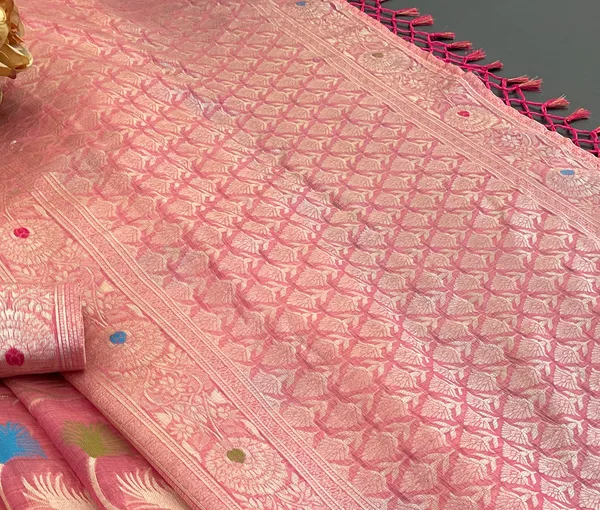 Cotton_Silk_Linen_Saree_beautifully_cotton_saree_featuring_delicate_floral_prints_and_designed_border_daily_wear,_office_Party_Wear_With_tassels_latkan_And_blouse_piece