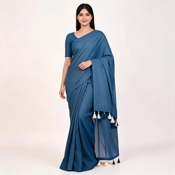 Teal_Blue_Khadi_Cotton_Saree_For_Women