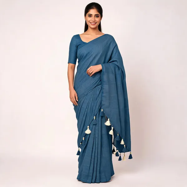 Teal_Blue_Khadi_Cotton_Saree_For_Women