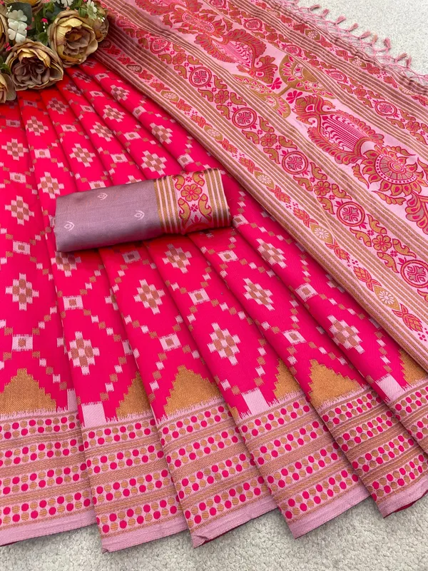 Pink_Banarasi_Art_Silk_Saree_For_Women