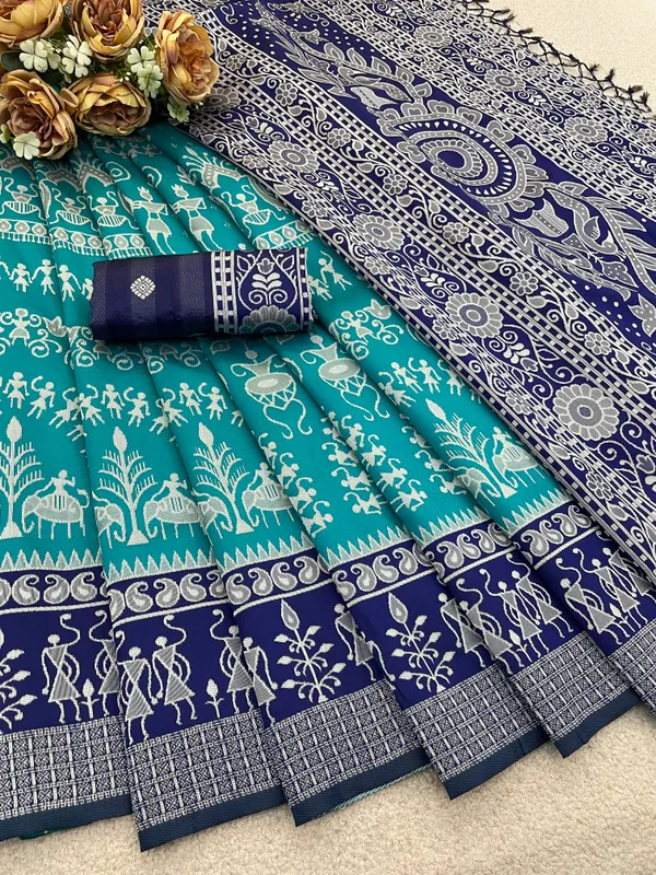 Blue_Banarasi_Art_Silk_Saree_For_Women