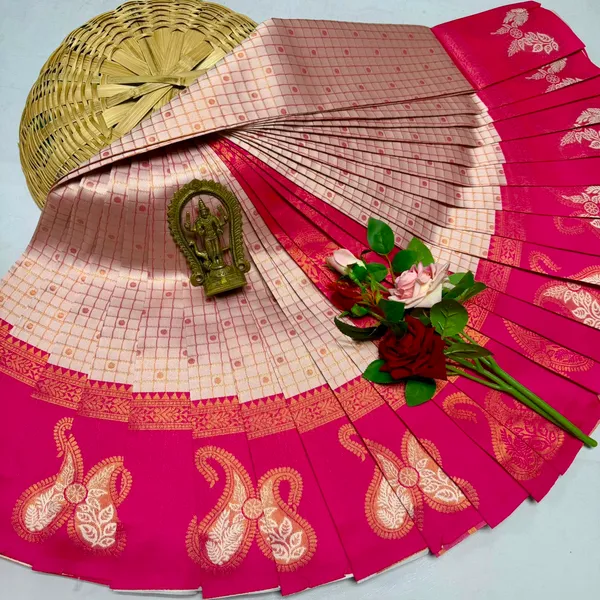 Beige_And_Pink_Kanjeevaram_Banarasi_Silk_Saree_For_Women