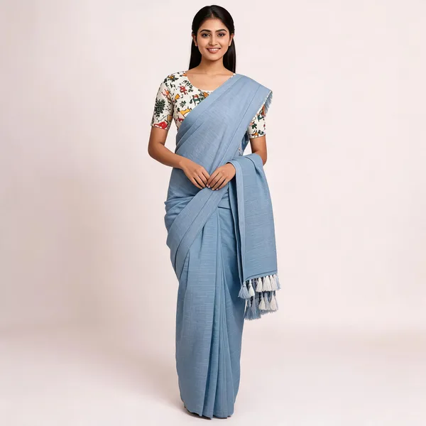 Sky_Blue_Khadi_Cotton_Saree_For_Women