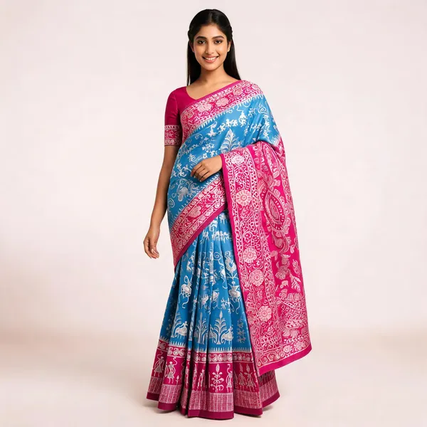 Blue_And_Pink_Banarasi_Art_Silk_Saree_For_Women