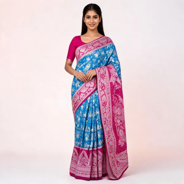 Blue_And_Pink_Banarasi_Art_Silk_Saree_For_Women