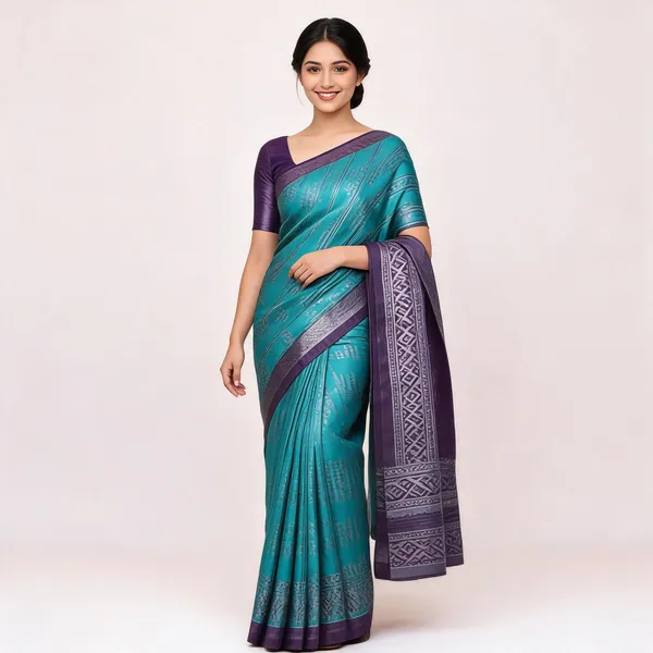 Blue_And_Purple_Kanjeevaram_Banarasi_Silk_Saree_For_Women