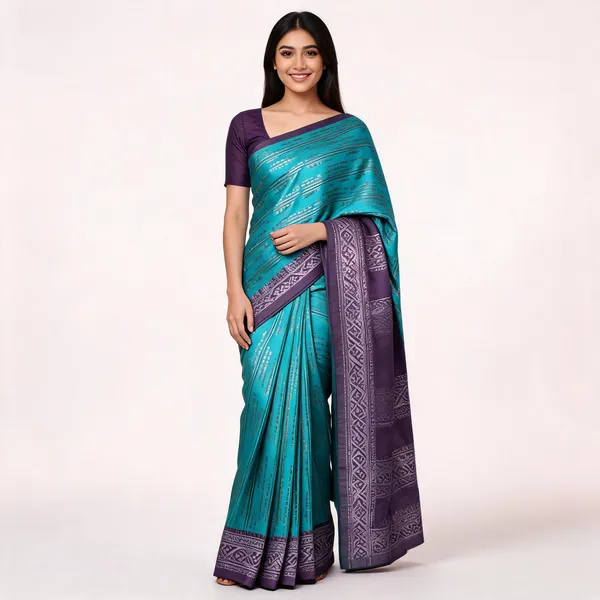 Blue_And_Purple_Kanjeevaram_Banarasi_Silk_Saree_For_Women