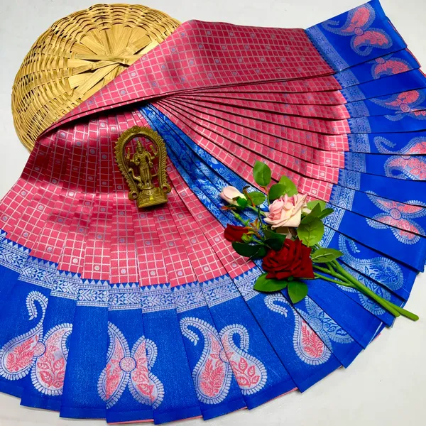 Blue_And_Pink_Kanjeevaram_Banarasi_Silk_Saree_For_Women