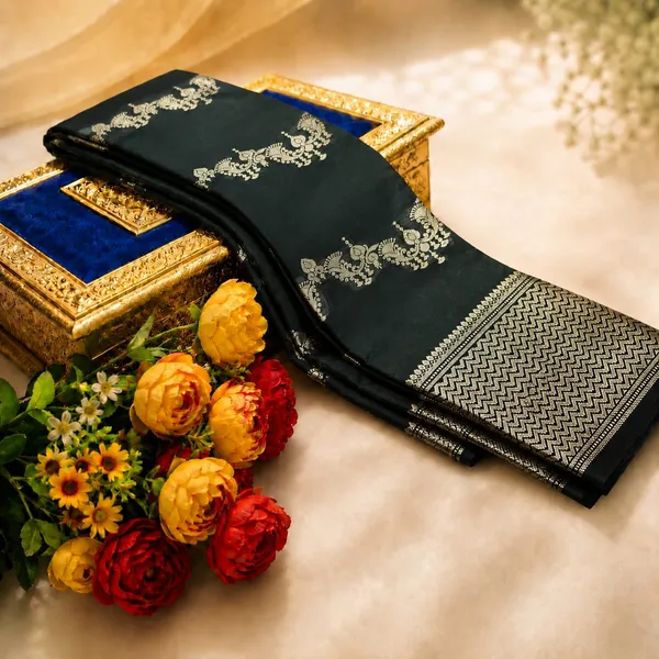 Black_Lightweight_Soft_Kanjeevaram_Silk_Saree_For_Women