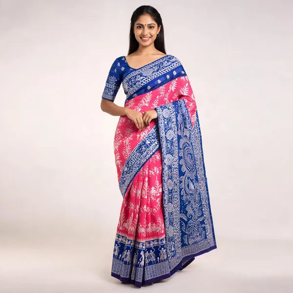 Blue_And_Pink_Banarasi_Art_Silk_Saree_For_Women