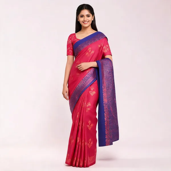Red_And_Blue_Lightweight_Soft_Kanjeevaram_Silk_Saree_For_Women