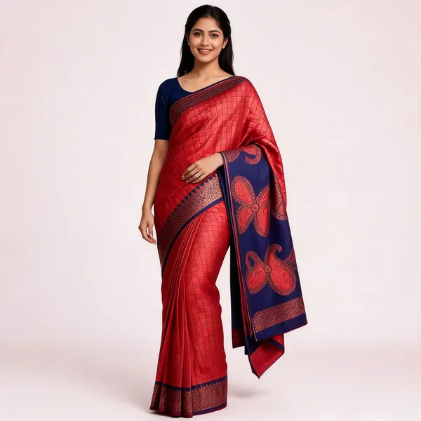Red_Kanjeevaram_Banarasi_Silk_Saree_For_Women
