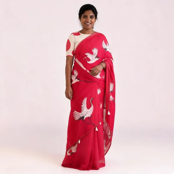 Pink_And_White_Cotton_Linen_Saree_For_Women