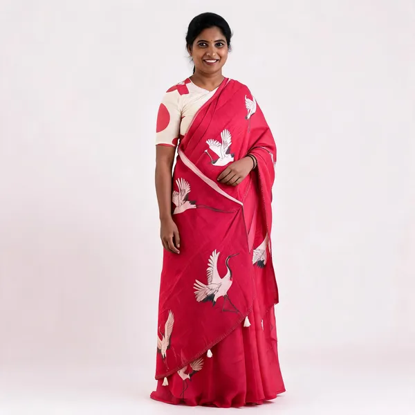 Pink_And_White_Cotton_Linen_Saree_For_Women