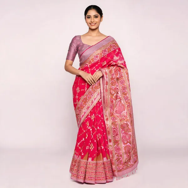 Pink_Banarasi_Art_Silk_Saree_For_Women