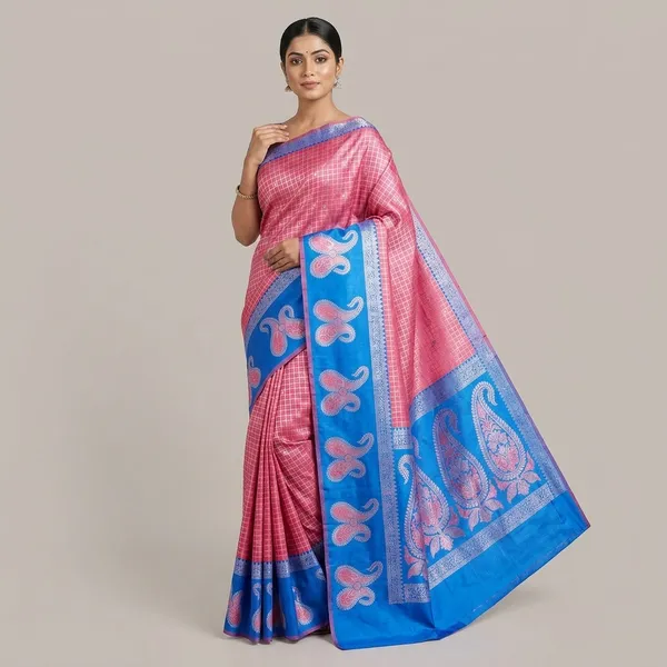 Blue_And_Pink_Kanjeevaram_Banarasi_Silk_Saree_For_Women