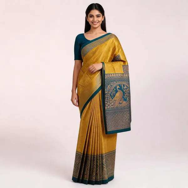 Yellow_Kanjeevaram_Banarasi_Silk_Saree_For_Women