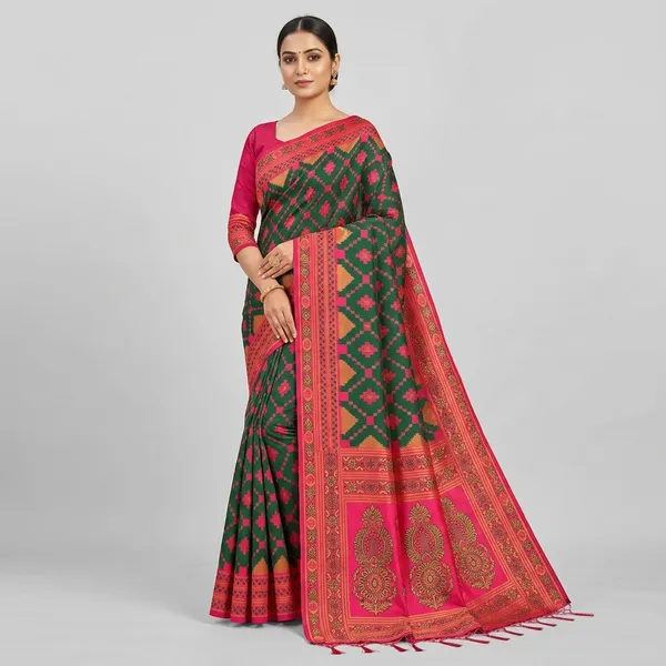 Green_And_Pink_Banarasi_Art_Silk_Saree_For_Women