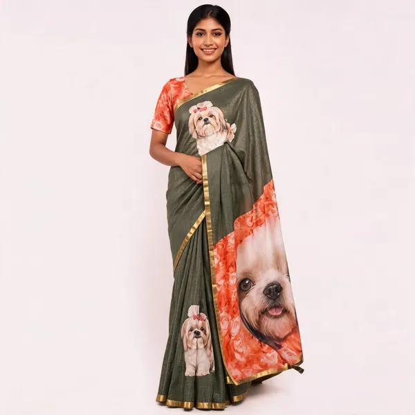 Olive_Green_Cotton_Linen_Saree_For_Women