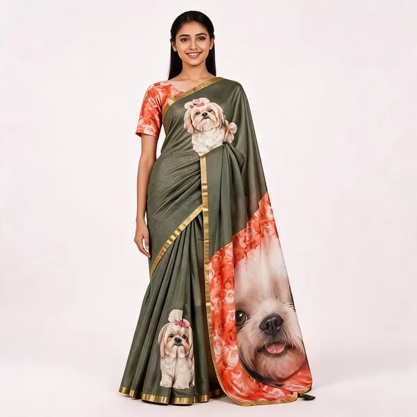 Olive_Green_Cotton_Linen_Saree_For_Women