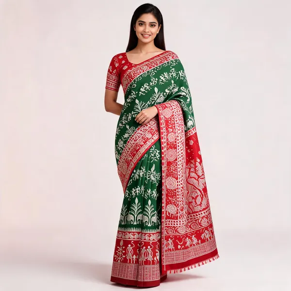 Green_And_Red_Banarasi_Art_Silk_Saree_For_Women