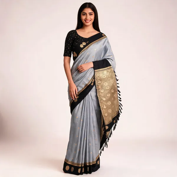 Grey_And_Black_Lightweight_Soft_Kanjeevaram_Silk_Saree_For_Women