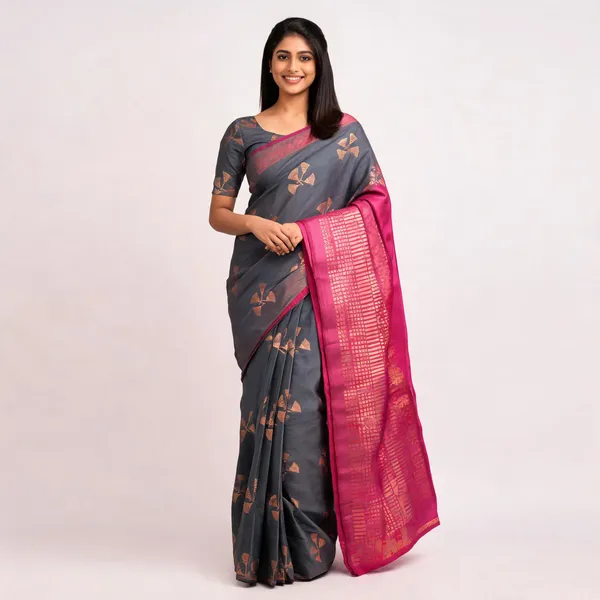 Grey_And_Pink_Lightweight_Soft_Kanjeevaram_Silk_Saree_For_Women