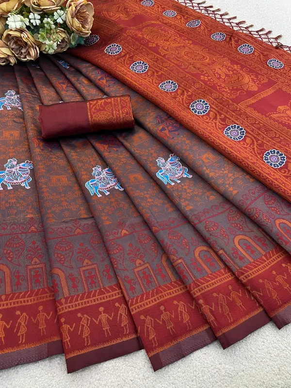 Brown_Banarasi_Art_Silk_Saree_For_Women