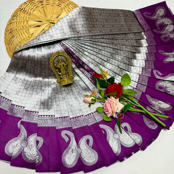 Grey_And_Purple_Kanjeevaram_Banarasi_Silk_Saree_For_Women