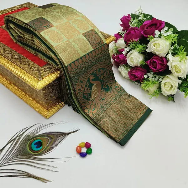 Gold_And_Green_Kanjeevaram_Banarasi_Silk_Saree_For_Women