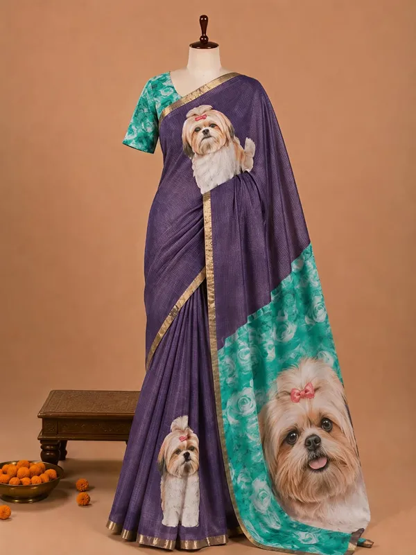 Purple__Cotton_Linen_Saree_For_Women