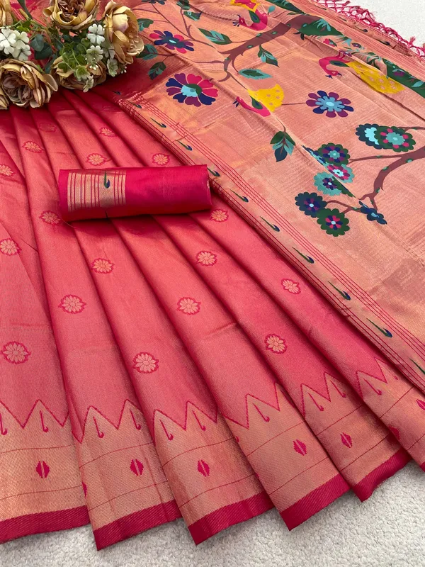 Pink_Paithani_Banarasi_Silk_Saree_For_Women