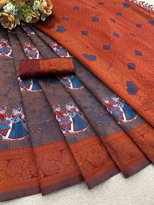 Brown_Banarasi_Art_Silk_Saree_For_Women