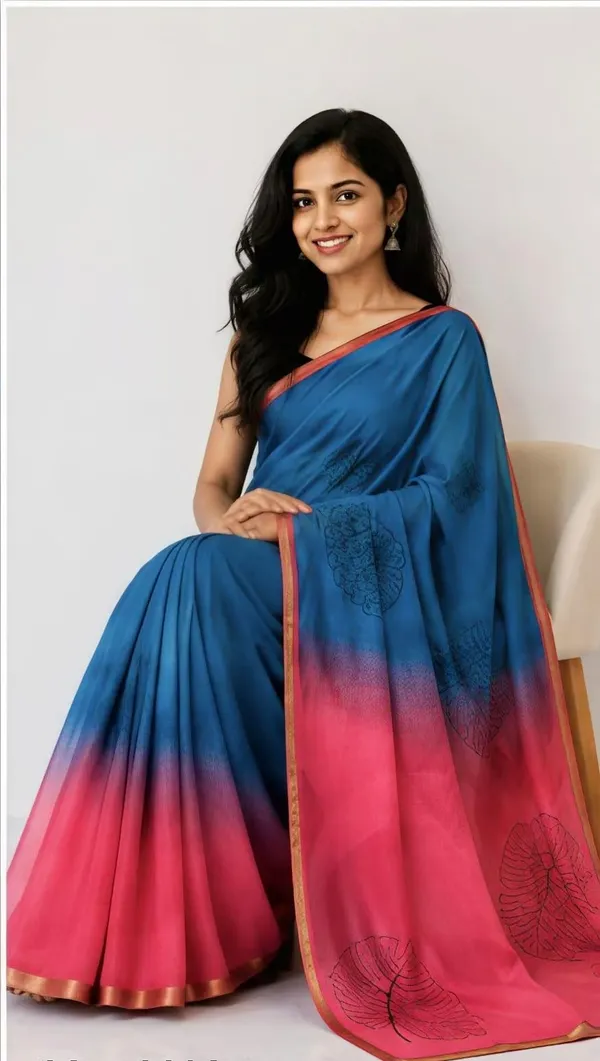 Blue_And_Pink_Cotton_Linen_Saree_For_Women