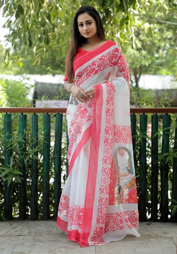 Pink_And_White_Cotton_Linen_Saree_For_Women