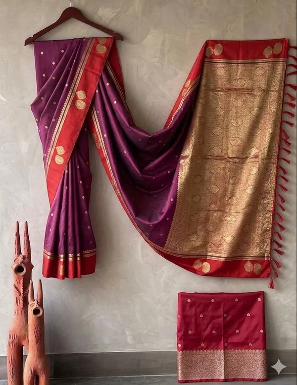 Purple_And_Red_Lightweight_Soft_Kanjeevaram_Silk_Saree_For_Women