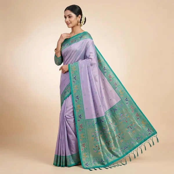 Lavender_Paithani_Banarasi_Silk_Saree_For_Women