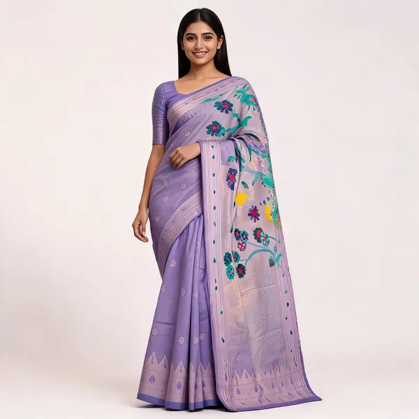 Lavender_Paithani_Banarasi_Silk_Saree_For_Women