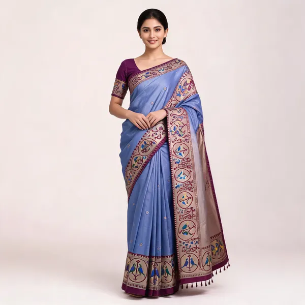 Blue_Paithani_Banarasi_Silk_Saree_For_Women