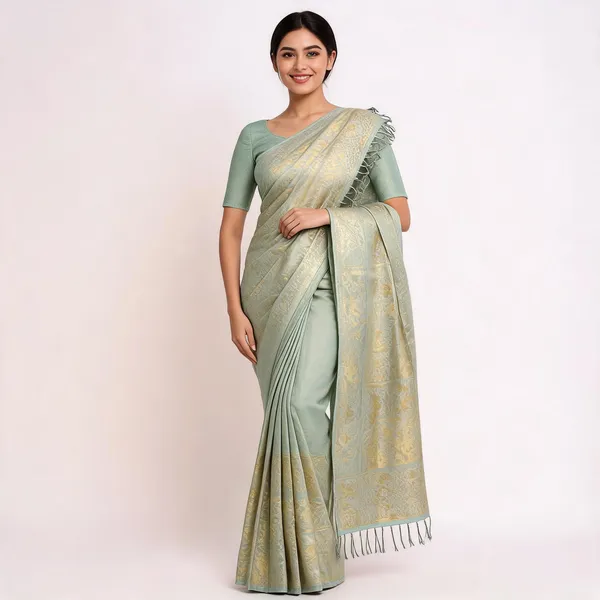 Mint_Green_Softy_Banarasi_Saree_For_Women