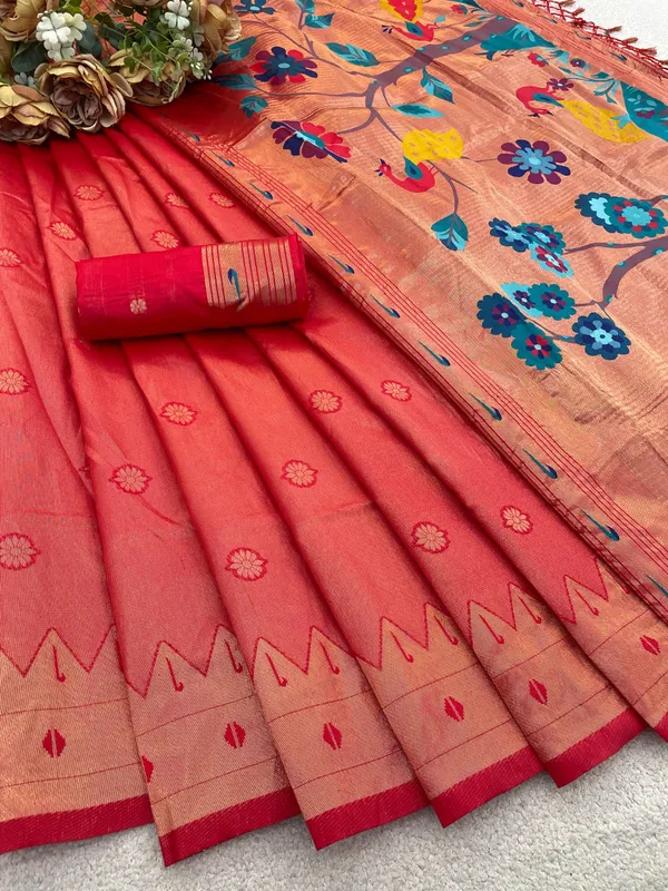 Red_Paithani_Banarasi_Silk_Saree_For_Women