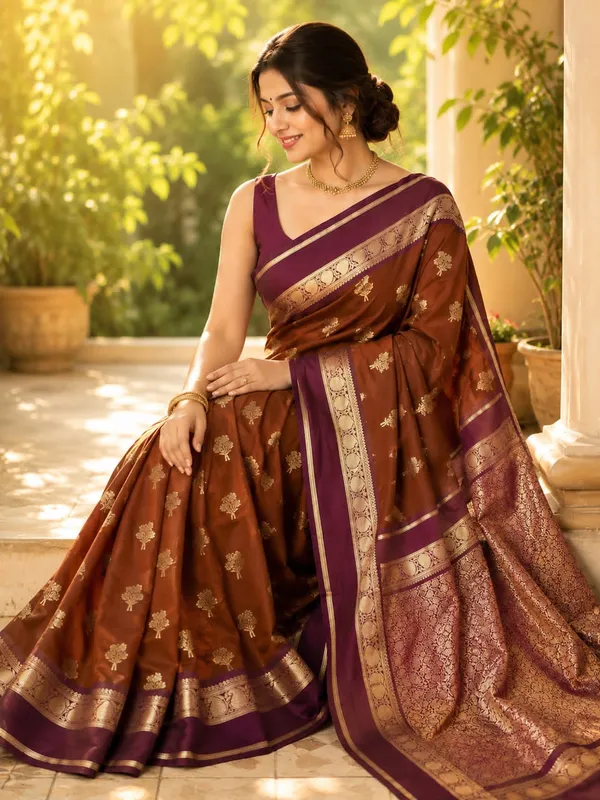 Brown_Lightweight_Soft_Kanjeevaram_Silk_Saree_For_Women