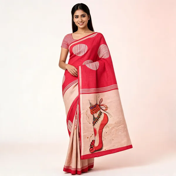 Red__Cotton_Linen_Saree_For_Women