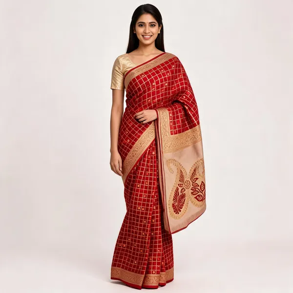 Red_Kanjeevaram_Banarasi_Silk_Saree_For_Women