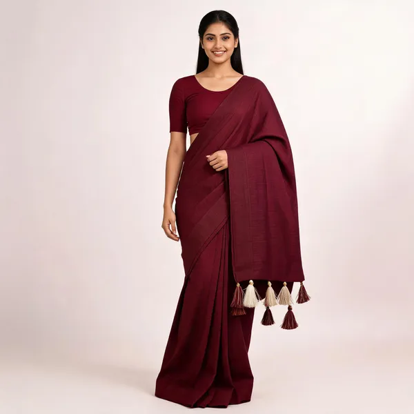 Maroon_Khadi_Cotton_Saree_For_Women