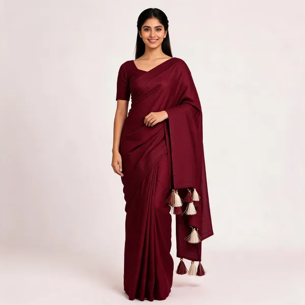 Maroon_Khadi_Cotton_Saree_For_Women