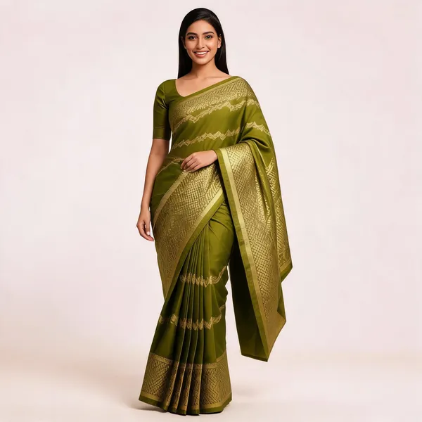 Olive_Green_Lightweight_Soft_Kanjeevaram_Silk_Saree_For_Women
