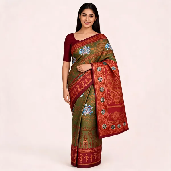 Green_And_Brown_Banarasi_Art_Silk_Saree_For_Women