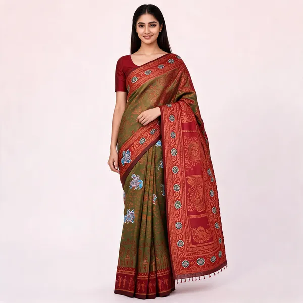 Green_And_Brown_Banarasi_Art_Silk_Saree_For_Women